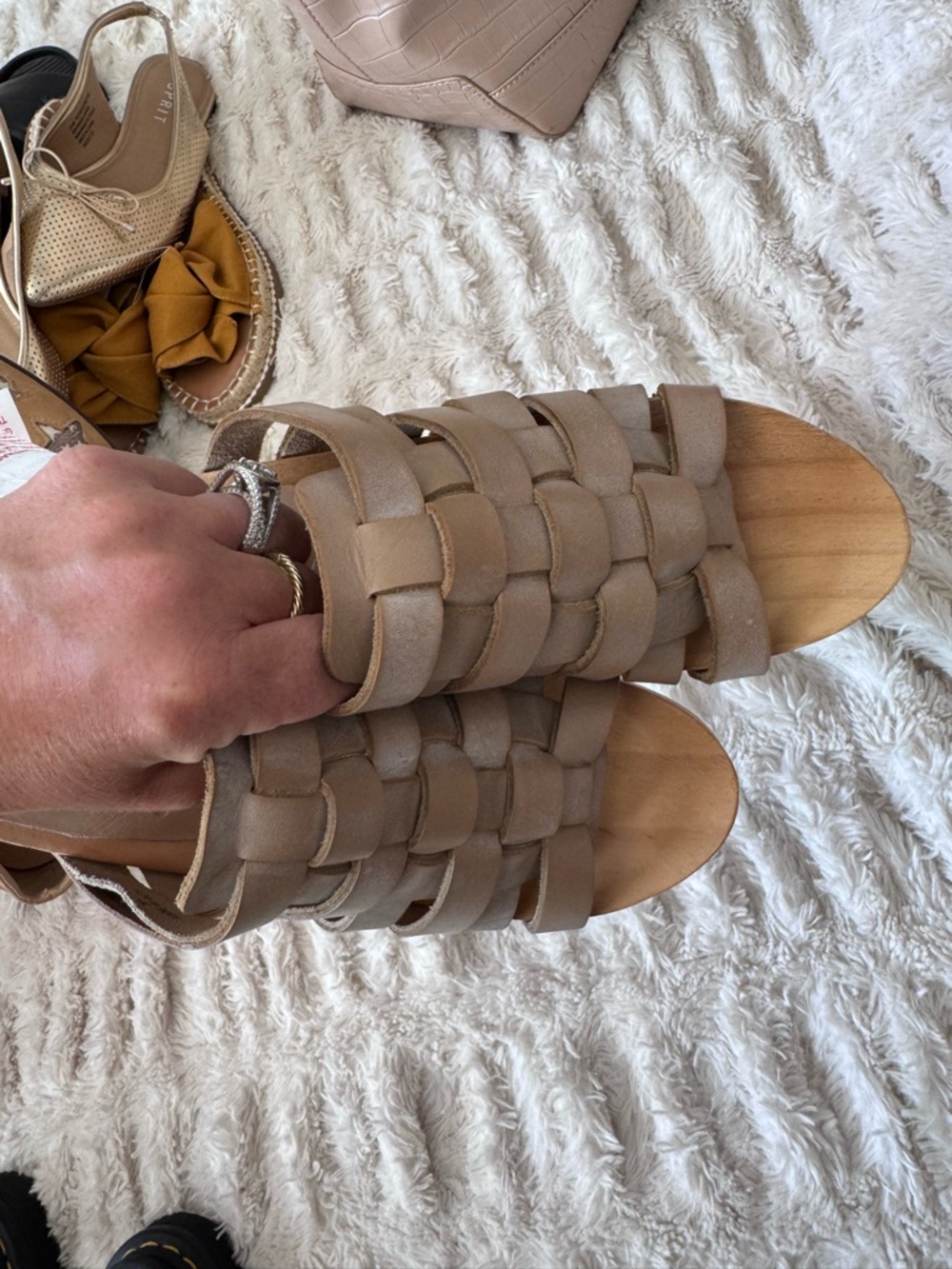 Free People Wooden leather studded heels sandals euro 37 - Picture 3 of 5